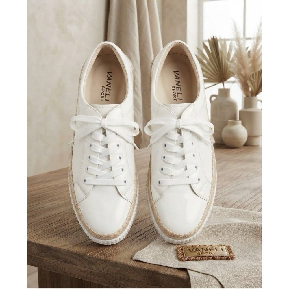 VANELI Sport Leather Lace Up Size 8.5N White  Sneakers NEW